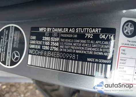 2014 Mercedes-Benz E 350 4Matic из США, поврежденный, VIN WDDHF8JB4EB009981